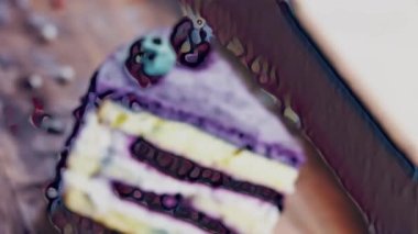 Süslü ahşap tepside yabanmersinli ve lavantalı Provencal kek..