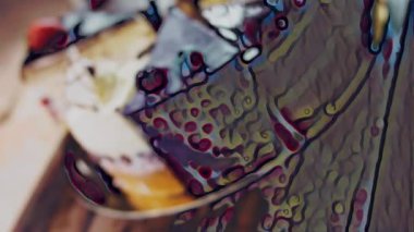 Altın tepside on çeşit kek ve süslemeli ahşap tepside..