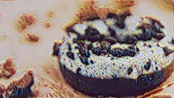 Ντόνατς Σοκολάτας Διακοσμημένα Κομμάτια Μπισκότων Oreo Ντόνατς Είναι Χαρτί Διακοσμημένο — Αρχείο Βίντεο