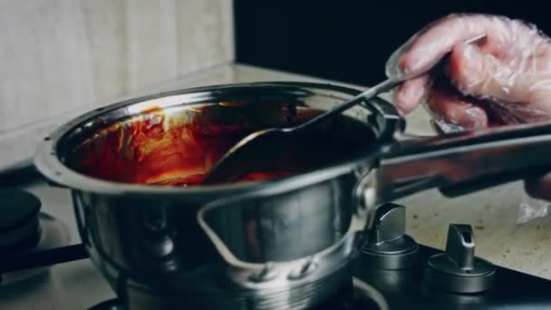 Proceso Preparación Mocosos Bbq Gusto Cocina Americana — Vídeos de Stock
