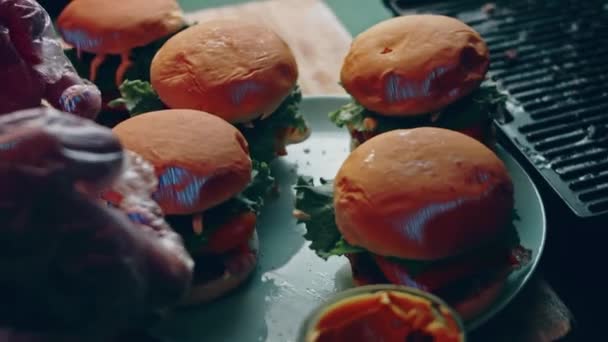 Process Preparing Classic American Burger — Video