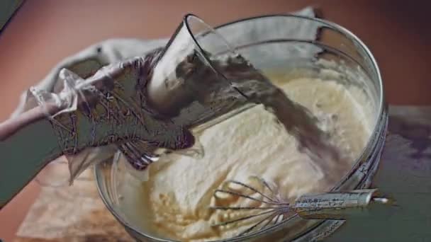 Выпекать Тесто Торта Виде Выпечки Пеку Пирог — стоковое видео