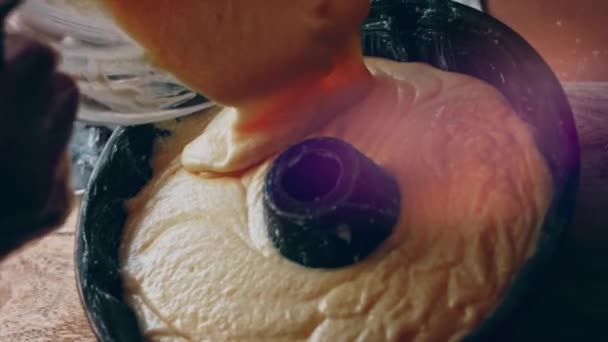 Bake Dough Cake Form Baking Make Pound Cake — Stock Video