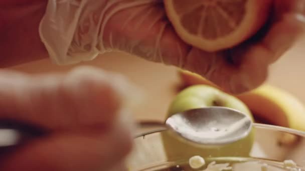 无壳纽约芝士蛋糕的制作过程 美式美式美式美式美式美式美式烹饪 — 图库视频影像