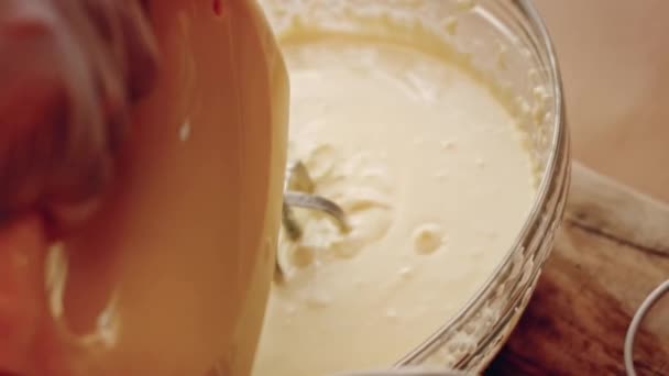 Προετοιμασία Της Διαδικασίας Της Crustless Νέα Υόρκη Cheesecake Δοκιμάστε Αμερικάνικη — Αρχείο Βίντεο