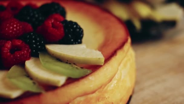 Preparando Proceso Crustless New York Cheesecake Gusto Cocina Americana Efecto — Vídeo de stock
