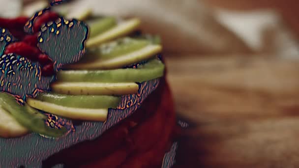 Persiapan Proses Crustless New York Cheesecake Taste American Cuisine Contour — Stok Video
