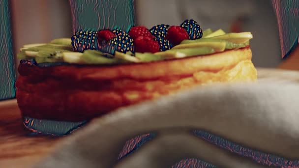 Preparing Process Crustless New York Cheesecake Taste American Cuisine Contour — Stockvideo