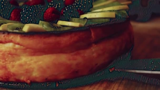 Підготовка Сухого Нью Йоркського Сирника Смак Американської Кухні Контур Підкреслює — стокове відео