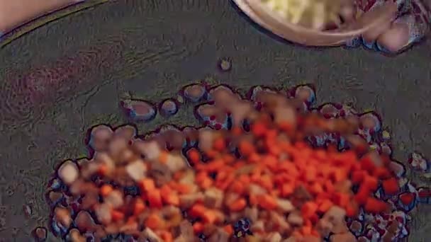 墨西哥国旗颜色的节日大餐 我们根据瓜纳华托州尤里里亚的一个古老的家庭菜谱来做我们的小辣椒 这个菜谱至少可以追溯到1950年代 在诺加达的孩子们 — 图库视频影像
