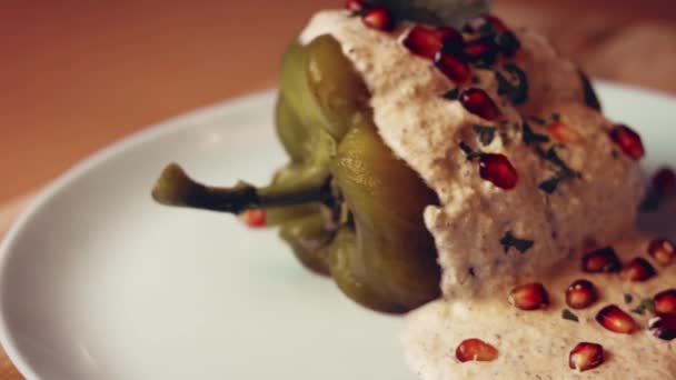 Festive Dish Colors Mexican Flag Make Our Chiles Nogada Based — 图库视频影像