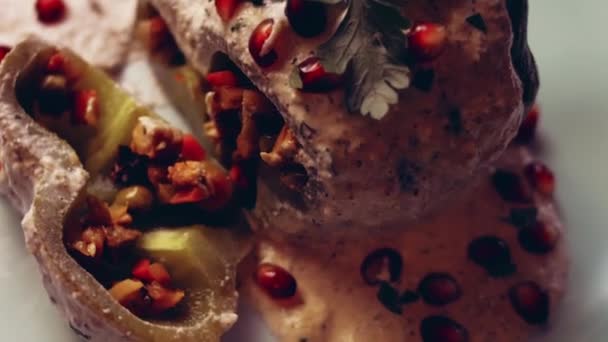 Festive Dish Colors Mexican Flag Make Our Chiles Nogada Based — Vídeo de stock