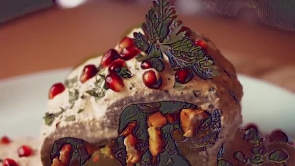 Праздничное Блюдо Цветах Мексиканского Флага Делаем Наши Чили Nogada Основе — стоковое видео