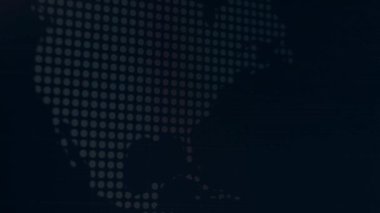 Siber saldırı için farklı hedefleri olan bir dünya haritası. Hackleme ve teknoloji konsepti. Monitör piksellerinde makro çekim.
