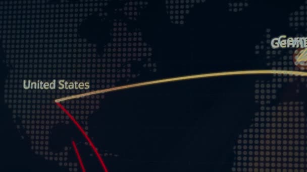 Harta Lumii Diferite Ținte Pentru Atacurile Cibernetice Hacking Conceptul Tehnologie — Videoclip de stoc