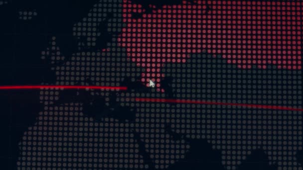 Mapa Mundo Com Diferentes Alvos Para Ataque Cibernético Hacking Conceito — Vídeo de Stock