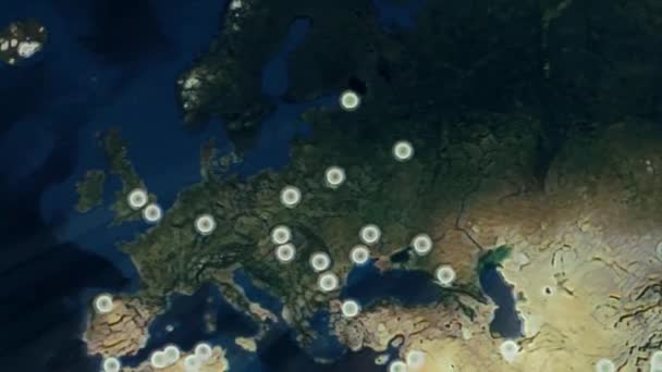 Harta Lumii Diferite Ținte Pentru Atacurile Cibernetice Hacking Conceptul Tehnologie — Videoclip de stoc