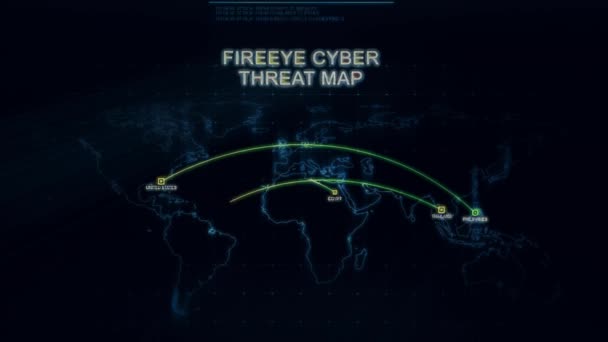 Mapa Del Mundo Con Diferentes Objetivos Ataque Cibernético Concepto Hackeo — Vídeo de stock
