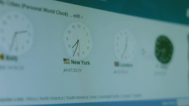 Zegar Światowy Strzelaj Pikseli Ekranie — Wideo stockowe