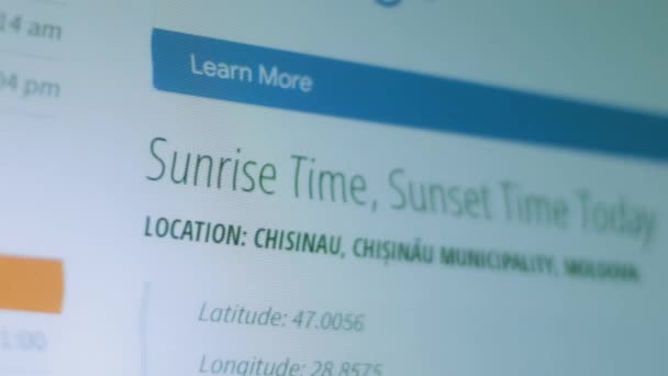 Sunrise Sunset Calculator Shoot Pixels Screen — Stockvideo