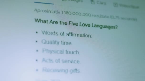 Cuáles Son Los Cinco Idiomas Amor Dispara Píxeles Pantalla — Vídeo de stock