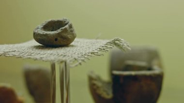 Close up museum pieces. Mayan art. Close up Mayan archaeological museum pieces.