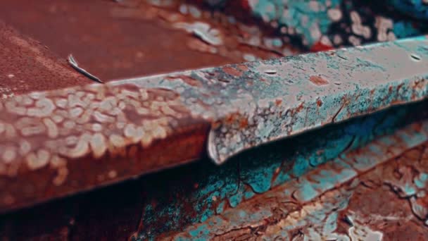 Rusty Painted Metal Surface Macro View Corrosion Iron Metal Texture — Stock video