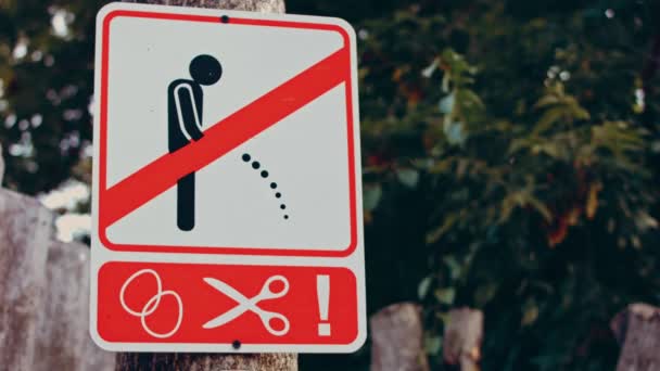 Смішні Дорожні Знаки Тут Немає Туалету Йому Заборонено Мочитися Відео — стокове відео