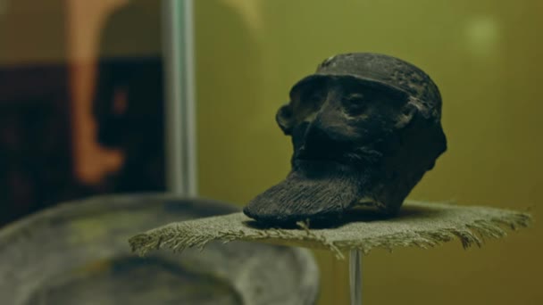 Κλείστε Κομμάτια Του Μουσείου Μάγια Τέχνη Κοντινό Πλάνο Μάγια Αρχαιολογικό — Αρχείο Βίντεο