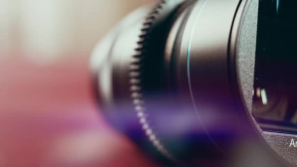 Φακού Εστίασης Της Ψηφιακής Φωτογραφικής Μηχανής Φακός Της Κάμερας Γκρο — Αρχείο Βίντεο