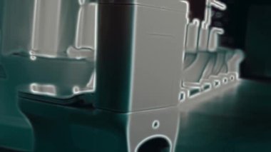 Dönen klozet. Film stüdyosu. Arka planda bir sıra tuvalet var. 4k video