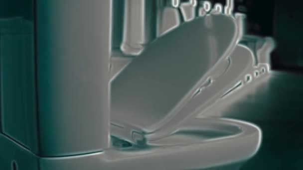 Toilettenschüssel Rotierend Vorhanden Studioaufnahmen Hintergrund Eine Reihe Von Toiletten Video — Stockvideo