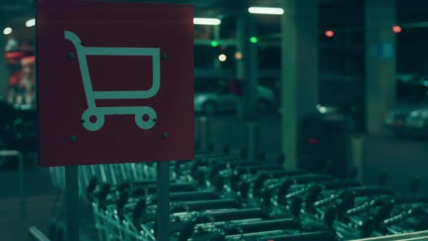 Warenkorb Mit Lebensmitteln Supermarkt Produkt Lifestyle Konzept Handel Einkaufswagen Laden — Stockvideo