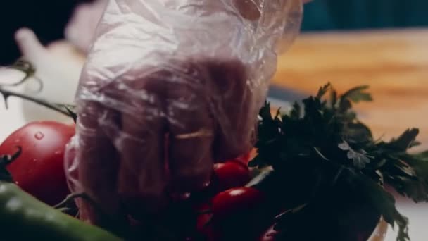 Vitlök Krossa Trä Skärplatta Process För Matlagning Thailändsk Mat — Stockvideo