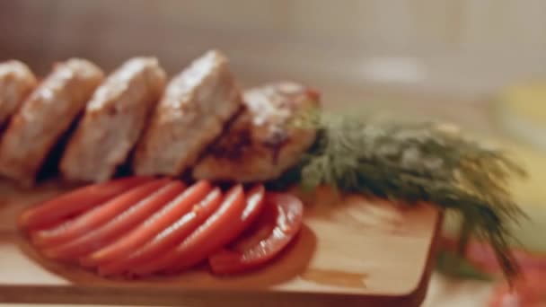 Lédús Finom Húsdarabokat Olajban Sütik Fekete Serpenyőn Egyszerű Otthoni Főzés — Stock videók