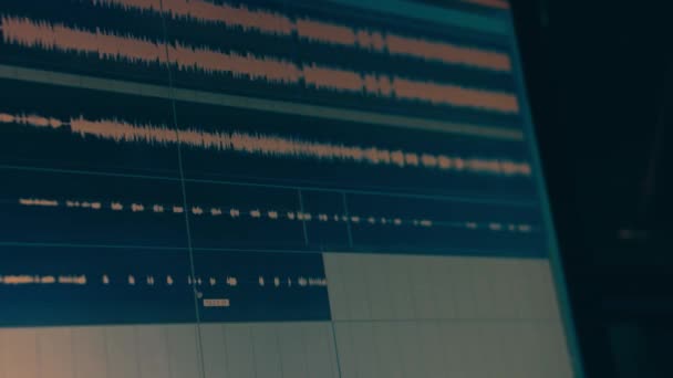 Ondas Áudio Uma Tela Computador Gravação Voz Para Música Estúdio — Vídeo de Stock