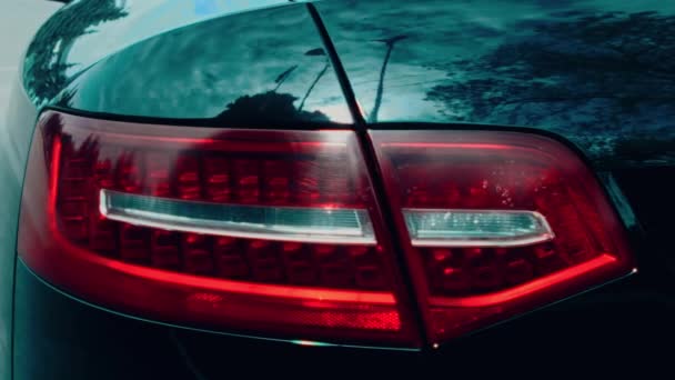 Close Car Headlights Car Car Details Presentation Slowmotion — Stok video