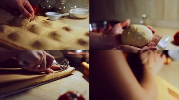 从宏观上看热腾腾的红辣椒 根据意大利古老的传统 意大利的一种典型菜肴 拉维里菜是自制的 4K视频 — 图库视频影像