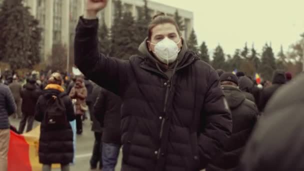Chisinau Repubblica Moldova Dicembre 2020 Popolo Moldavo Riunisce Una Manifestazione — Video Stock