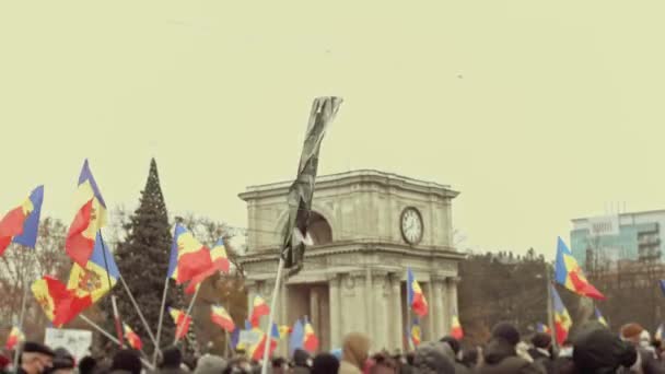 Кишинев Республика Молдова Декабря 2020 Года Молдавский Народ Собравшийся Мирную — стоковое видео