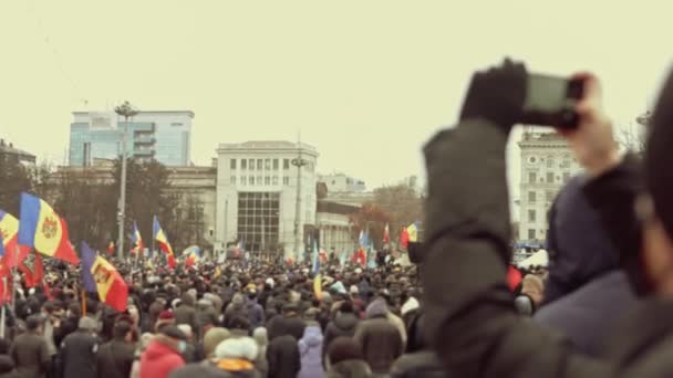 Chisinau República Moldavia Diciembre 2020 Pueblo Moldavo Reúne Para Una — Vídeo de stock