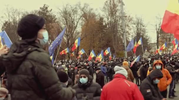 Kišiněv Moldavská Republika Prosince 2020 Moldavané Scházejí Pokojné Politické Demonstraci — Stock video