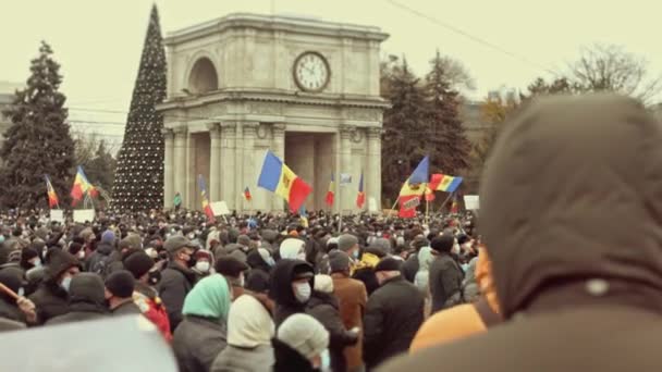 Chisinau Moldova Cumhuriyeti Aralık 2020 Moldova Halkı Barışçıl Bir Siyasi — Stok video
