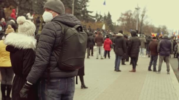 Chisinau República Moldavia Diciembre 2020 Pueblo Moldavo Reúne Para Una — Vídeos de Stock
