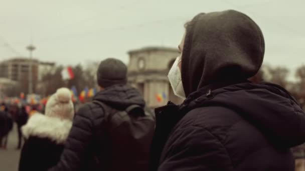 Чисінау Республіка Молдова Грудня 2020 Року Молдавський Народ Збирається Мирну — стокове відео