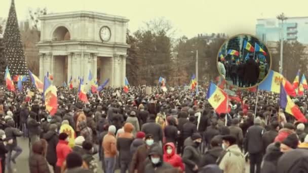 Chisinau Republiken Moldavien December 2020 Moldaviens Folk Möts För Fredlig — Stockvideo