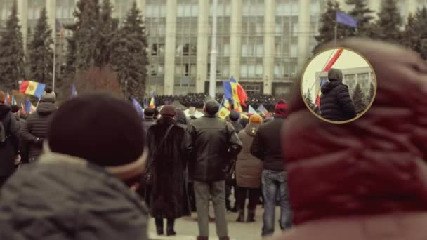 Chisinau República Moldávia Dezembro 2020 Pessoas Moldavas Reúnem Para Uma — Vídeo de Stock