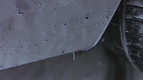 Proces Mycia Samochodu Samoobsługowej Myjni Samochodowej Widok Góry Odprowadzanie Piany — Wideo stockowe