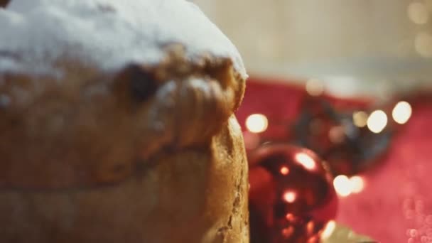 Noel Için Geleneksel Talyan Hamur Işleri Kurutulmuş Meyveler Milan Tatlı — Stok video