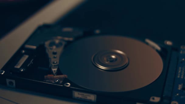 Macro Aproape Lucru Deschis Hdd Disk Hard Disk Mișcare Scriere — Videoclip de stoc